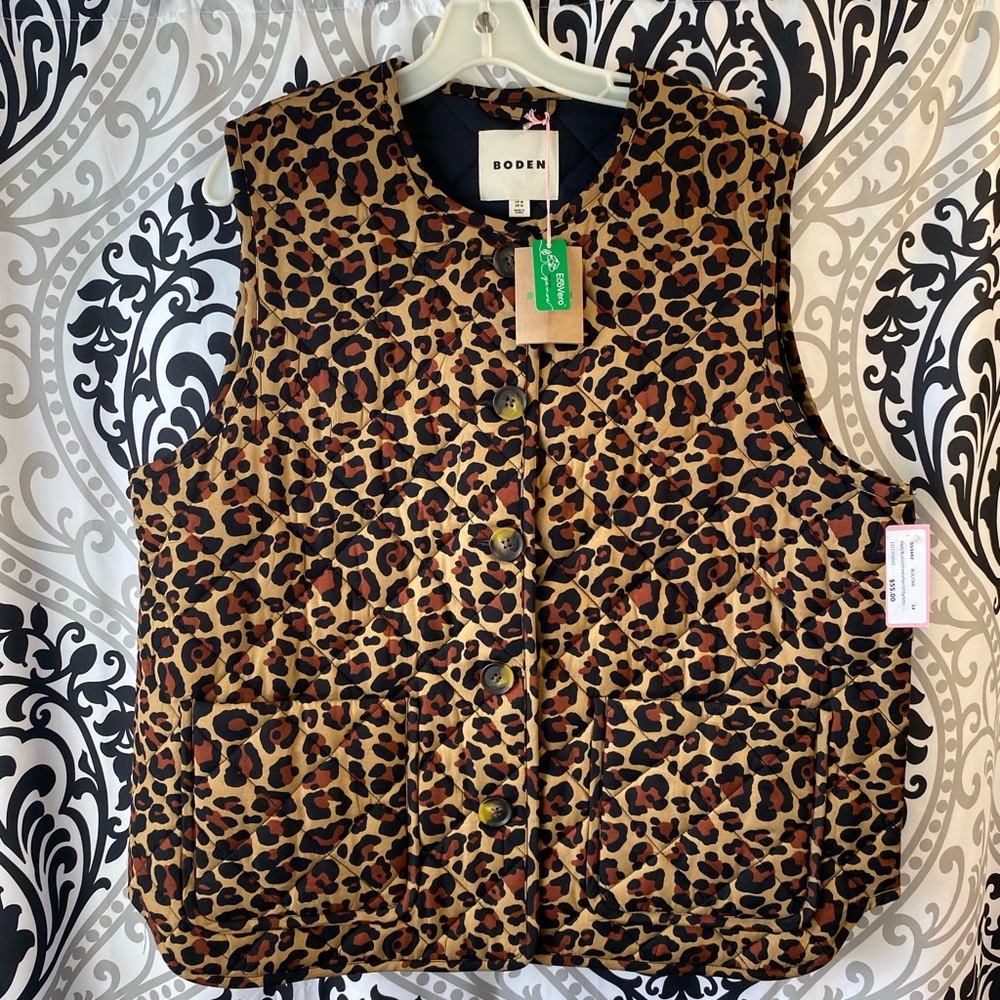 Boden Animal Print Quilted Vest